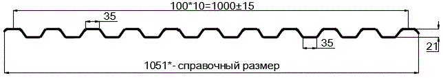 Фото: Профнастил оцинкованный С21 х 1000 (ОЦ-01-БЦ-0.4) в Троицке