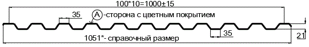 Фото: Профнастил С21 х 1000 - A RETAIL (ПЭ-01-7024-СТ) в Троицке