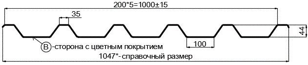 Фото: Профнастил С44 х 1000 - B NormanMP (ПЭ-01-6019-0.5) в Троицке