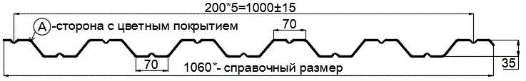 Фото: Профнастил НС35 х 1000 - A (PURMAN-20-Tourmalin-0.5) в Троицке